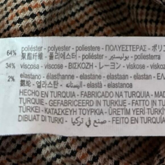 Zara Beige Houndstooth Collared Notch Lapel Long Sleeve Blazer Crop Top Size XS - Picture 5 of 5